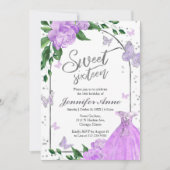 Sweet 16 Butterflys Lavendel Gown Einladung (Vorderseite)