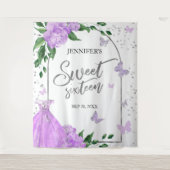 Sweet 16 Butterflys Lavendel Gown Hintergrund Wandteppich (Vorderseite)