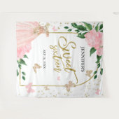 Sweet 16 Butterflys Pink Blush Gown Hintergrund Wandteppich (Vorderseite (Horizontal))