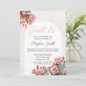 Sweet 16 Cactus Boho Pampas Arch Birthday Einladun Einladung (Stehend Vorderseite)