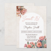 Sweet 16 Cactus Boho Pampas Arch Birthday Einladun Einladung (Vorne/Hinten)