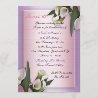 Sweet 16 calla lily Geburtstag Einladung elegant