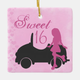 Sweet 16 Car Personalisiert Pink Black 16 . Geburt Keramikornament