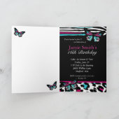Sweet 16 Card Schmetterling, Leopard & Zebra Print Einladung (Innenseite)
