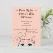 Sweet 16 Cat-Themed Birthday Einladung (Stehend Vorderseite)