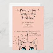 Sweet 16 Cat-Themed Birthday Einladung (Vorne/Hinten)