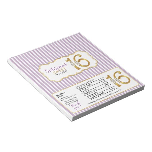 Sweet 16 Chocolate Candy Bar Wrappers-Gold Zahlen Notizblock (angewinkelt)