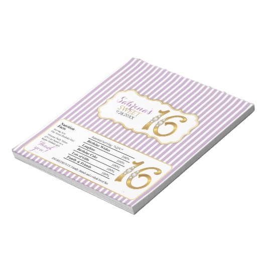 Sweet 16 Chocolate Candy Bar Wrappers-Gold Zahlen Notizblock (Rotiert)
