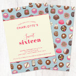 Sweet 16 Chocolate Theme Birthday Party Einladung<br><div class="desc">Sweet sixteen birthday party invitation with a delicious chocolate and candy confectionery pattern full of sweet treats and temptations! Perfect for celebrating this milestone birthday in style.
Customize by changing the details and background color.  Original art by Nic Squirrell.</div>