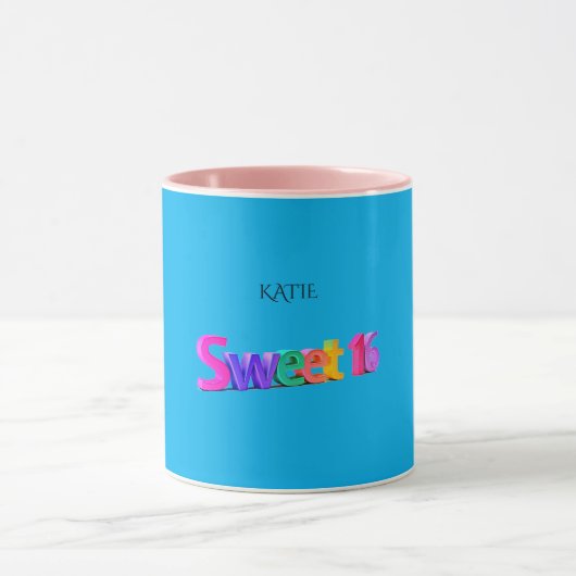 Sweet 16 Combo Tasse/individuelle Name in blau/ros Tasse (Zentrum)