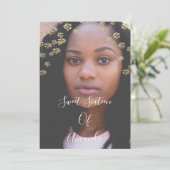 Sweet 16. Coral Blume Gold Ombre Foto Ombre Einladung (Stehend Vorderseite)