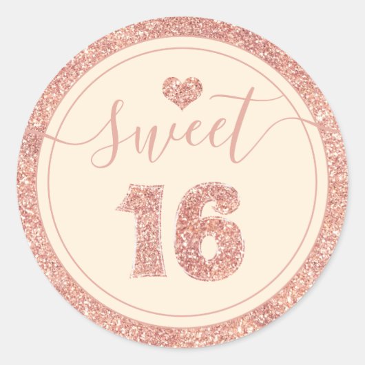 Sweet 16 Coral Pink Imitate Glitzer Herzlich willk Runder Aufkleber (Vorderseite)