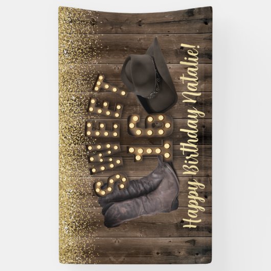 Sweet 16 Cowgirl Rustic Barn Wood Western Geburtst Banner (Vertikal)