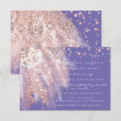 Sweet 16. Crown Brautparty Miss Rose Lavender Einladung (Vorne/Hinten)