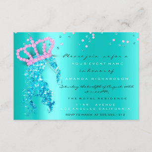 Sweet 16. Crown Princess Confetti Blue Mint Pink Einladung
