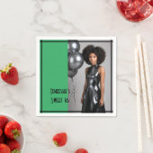 Sweet 16 Custom Foto Napkin - Green & Black, Serviette (Beispiel)