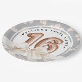 Sweet 16 Damask Rose Goldballons Geburtstag Pappteller (Schrägansicht)