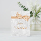 Sweet 16 Damask und Imitats Bow Save the Date Ankündigungspostkarte (Stehend Vorderseite)