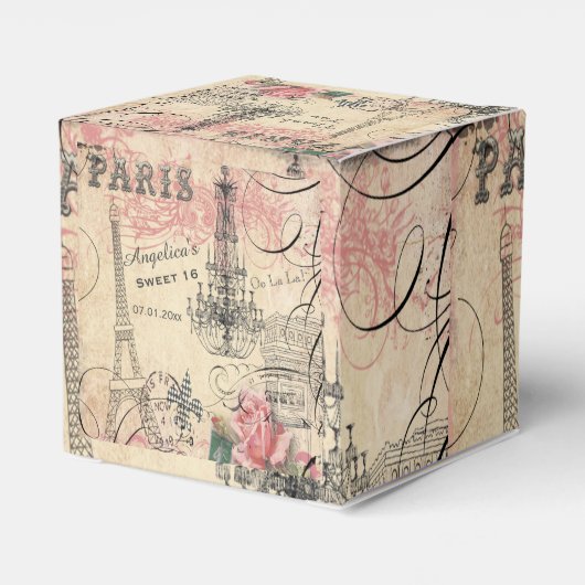 Sweet 16 Danke Eiffelturm & Chandelier Geschenkschachtel (Rückseite)