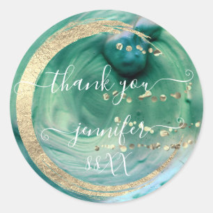 Sweet 16. Danke, Gold Save the Date Green Runder Aufkleber