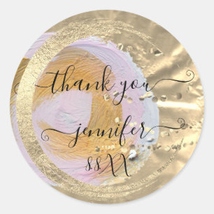 Sweet 16. Danke, Gold Save the Date Paint Runder Aufkleber