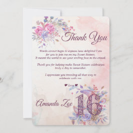 Sweet 16 Danke Karte