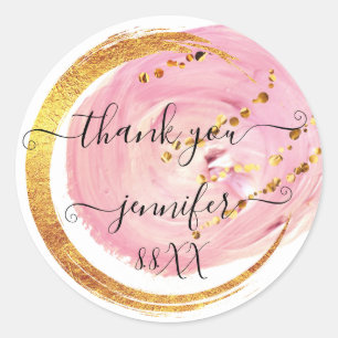 Sweet 16. Danke Save the Date Pink White Runder Aufkleber