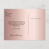 Sweet 16 Dankeschön Custom Foto Rose Gold Rosa Postkarte (Rückseite)