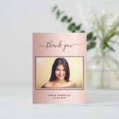Sweet 16 Dankeschön Custom Foto Rose Gold Rosa Postkarte (Stehend Vorderseite)