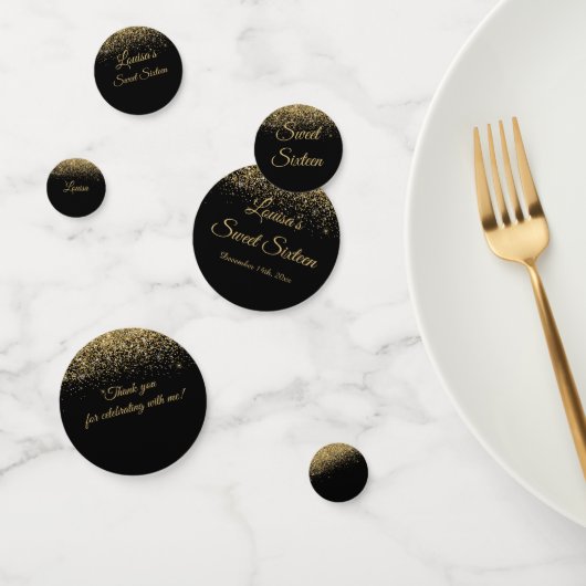 Sweet 16 Dekoration Table Confetti Black & Gold Konfetti (Gruppe)