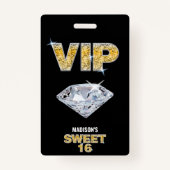 Sweet 16 Diamond Black Gold VIP Pass Ausweis (Vorderseite)