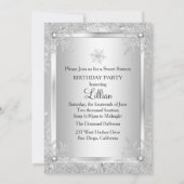 Sweet 16 Diamond Snowflake Winterwonderland Einladung (Rückseite)