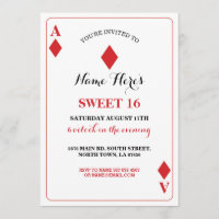 Sweet 16 Diamonds Playing Card Vegas Birthday Ace