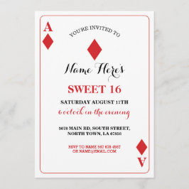 Sweet 16 Diamonds Playing Card Vegas Birthday Ace Einladung