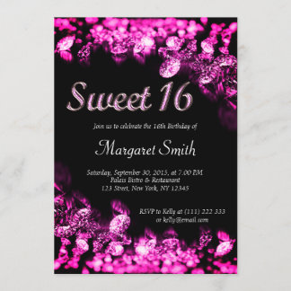 Sweet 16 Diamonds Rosa Einladung
