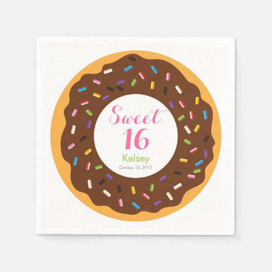 Sweet 16 Donut Serviette (Vorderseite)