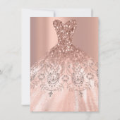 Sweet 16. Dress Spark Rose Gold Peach Diamond Einladung (Rückseite)