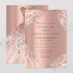 Sweet 16. Dress Spark Rose Gold Peach Diamond Einladung