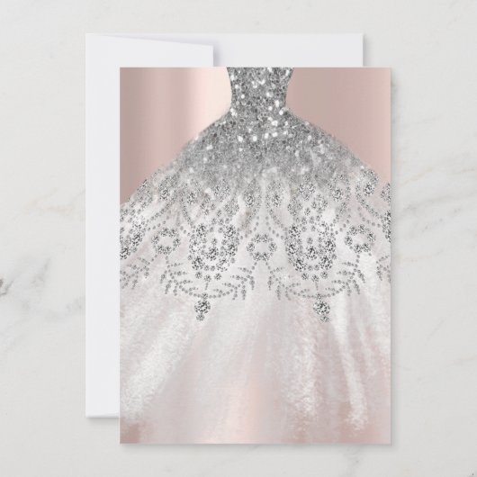 Sweet 16. Dress Spark Rose Silver Gray Diamond Einladung (Rückseite)