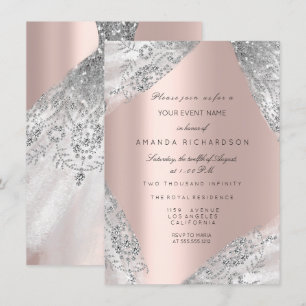 Sweet 16. Dress Spark Rose Silver Pink Diamond Einladung