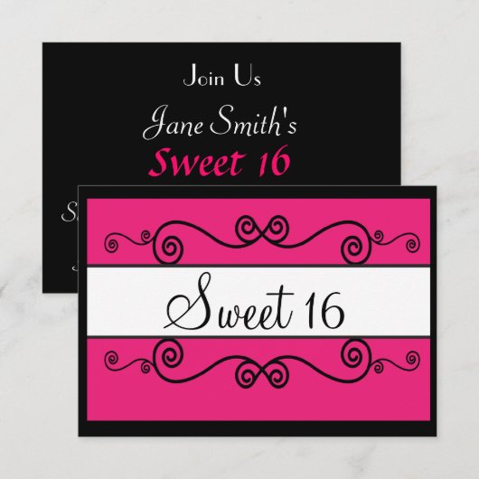 Sweet 16 Einladung (Vorne/Hinten)