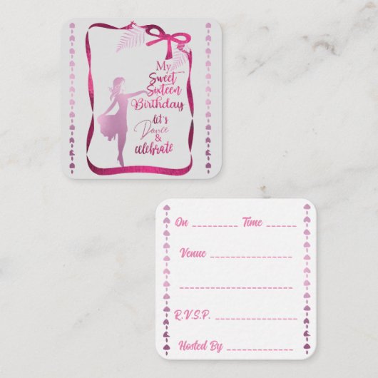 Sweet 16. Einladung (Vorne/Hinten)