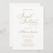 Sweet 16 Einladung Elegant Gold Kalligraphie (Vorne/Hinten)