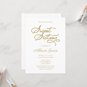 Sweet 16 Einladung Elegant Gold Kalligraphie