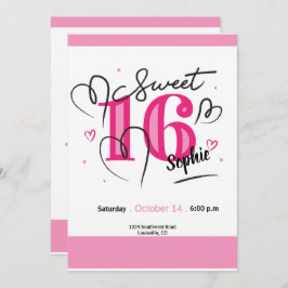 Sweet 16 Einladung Fuchsia Pink 16. Geburtstag