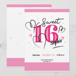 Sweet 16 Einladung Fuchsia Pink 16. Geburtstag