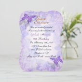 Sweet 16 Einladung lila Schmetterlinge (Stehend Vorderseite)