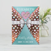 Sweet 16 Einladung mit farbenfrohen Fußketten und (Stehend Vorderseite)