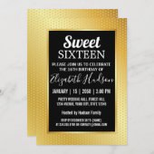 Sweet 16 Einladung mit goldenen Fesseln (Vorne/Hinten)