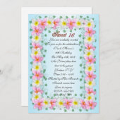 Sweet 16 Einladung Plumeria Grenze (Vorne/Hinten)